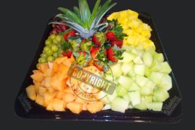 mix fruit including pineapple, honeydew, cantaloupes, grapes and strawberries' serve up to 20pp for large and small for 10pp. 